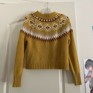 American Eagle Outfitters Yellow and White Crew Neck Sweater Size XS